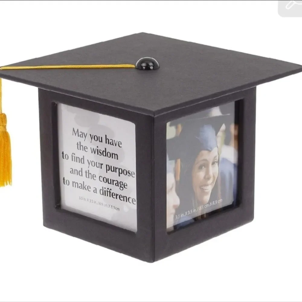 At Home 4-Sided Top Open Graduation Cap Photo Frame with Tassel